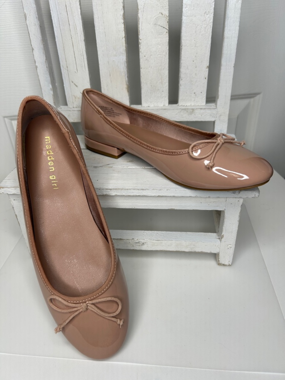 Madden Girl Blush Patent Bow Ballet Flats NWOT